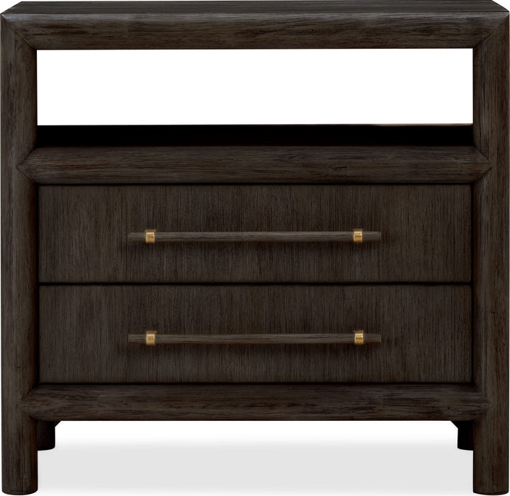 Dorsey Two Drawer USB-Charging Nightstand in Basalt Grey — white background, front view