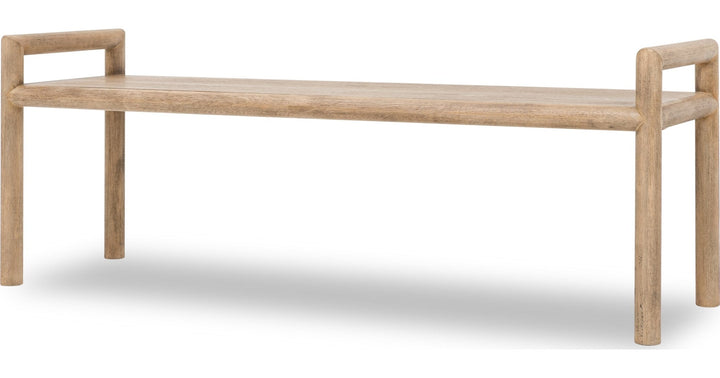 Dorsey Wood Dining Bench in Granola — product view on a white background