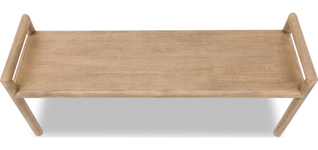 Dorsey Wood Dining Bench in Granola — product view on a white background