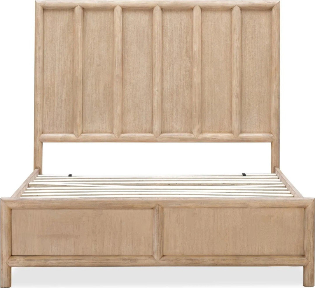 Dorsey Wooden Panel Bed in Granola — front view without mattress