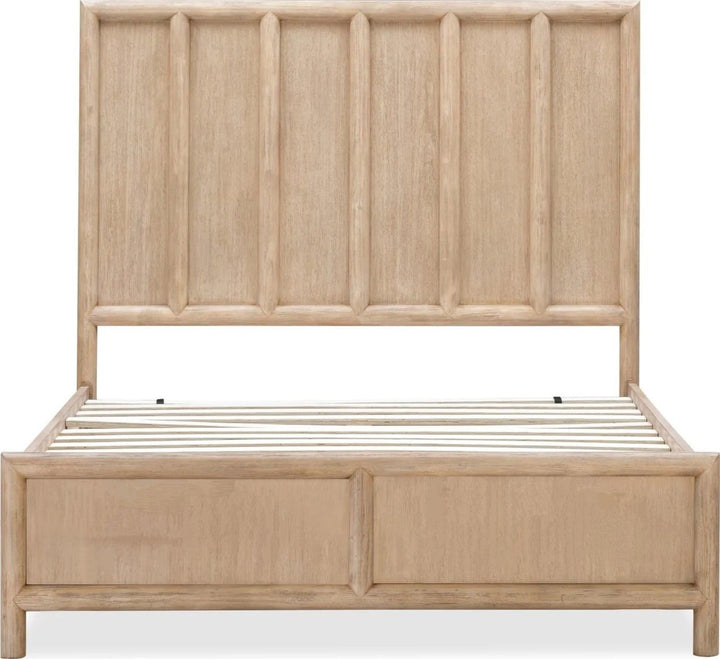 Dorsey Wooden Panel Bed in Granola — front view without mattress