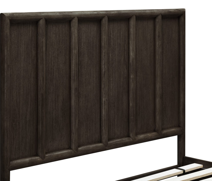 Dorsey Wooden Two Drawer Storage Bed in Basalt Grey — headboard detail