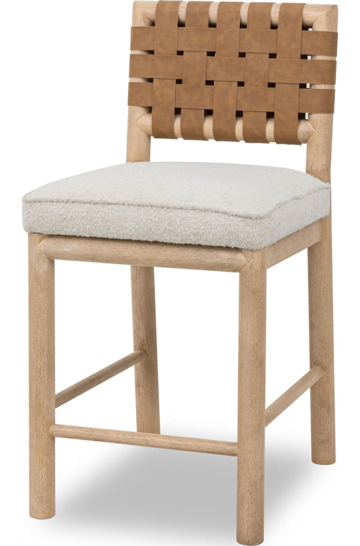 Dorsey Woven Counter Stool in Ginger and Ricotta — product view on a white background