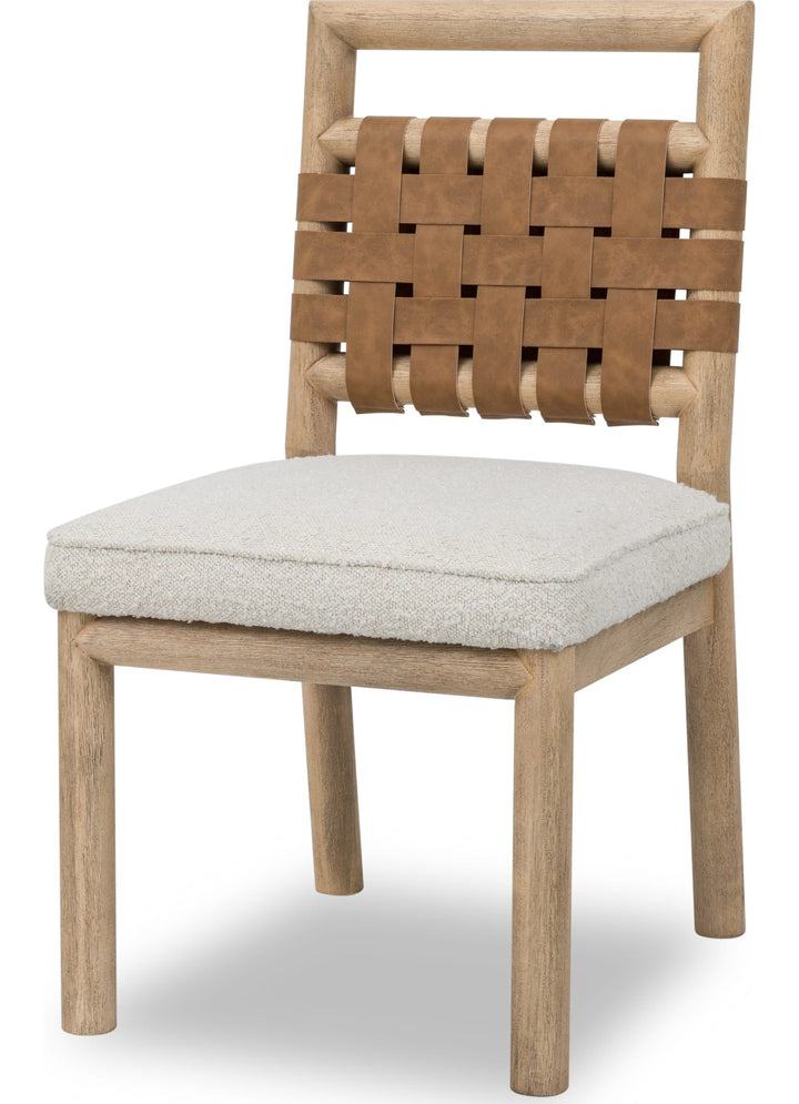 Dorsey Woven Dining Chair in Ginger and Ricotta — product view on a white background