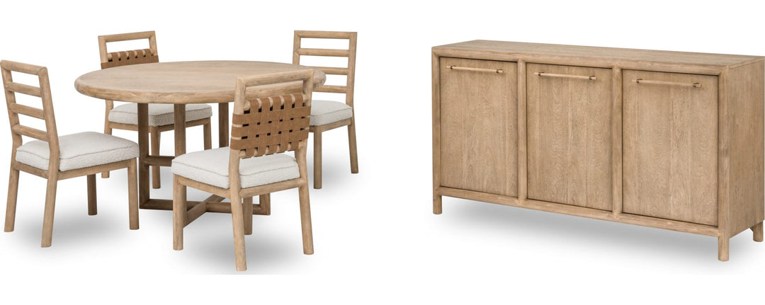 Dorsey Woven Dining Chair in Ginger and Ricotta — product view on a white background
