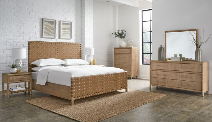 Dorsey Woven Panel Bed in Granola and Ginger in a Dorsey bedroom setting