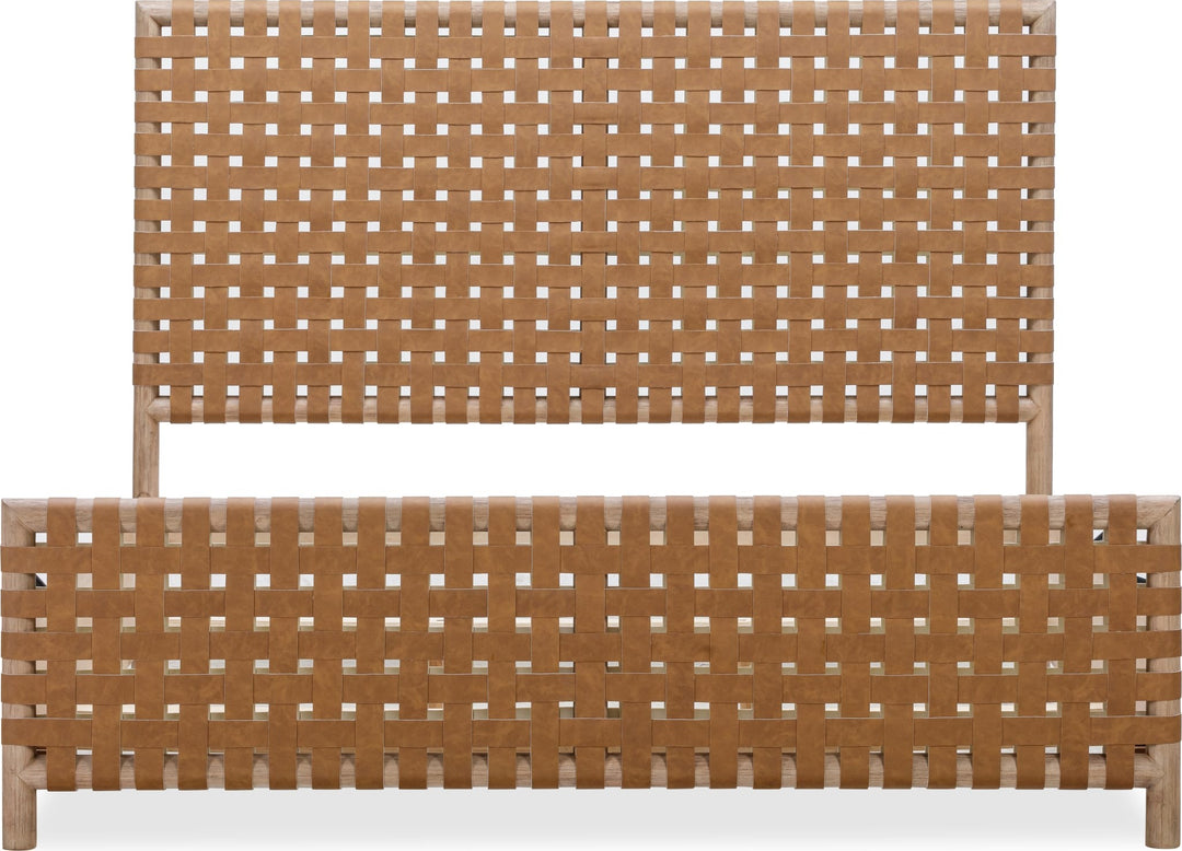 Dorsey Woven Panel Bed in Granola and Ginger — front view without mattress