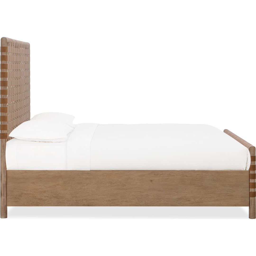 Dorsey Woven Panel Bed in Granola and Ginger — white background, side profile