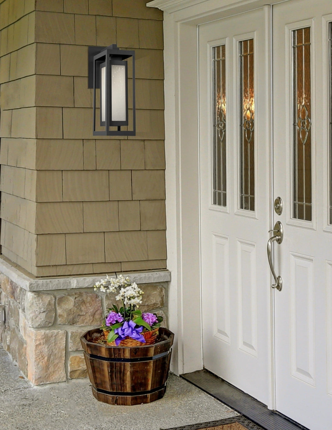 Double Box Outdoor Lantern by Hammerton Studio in a styled interior
