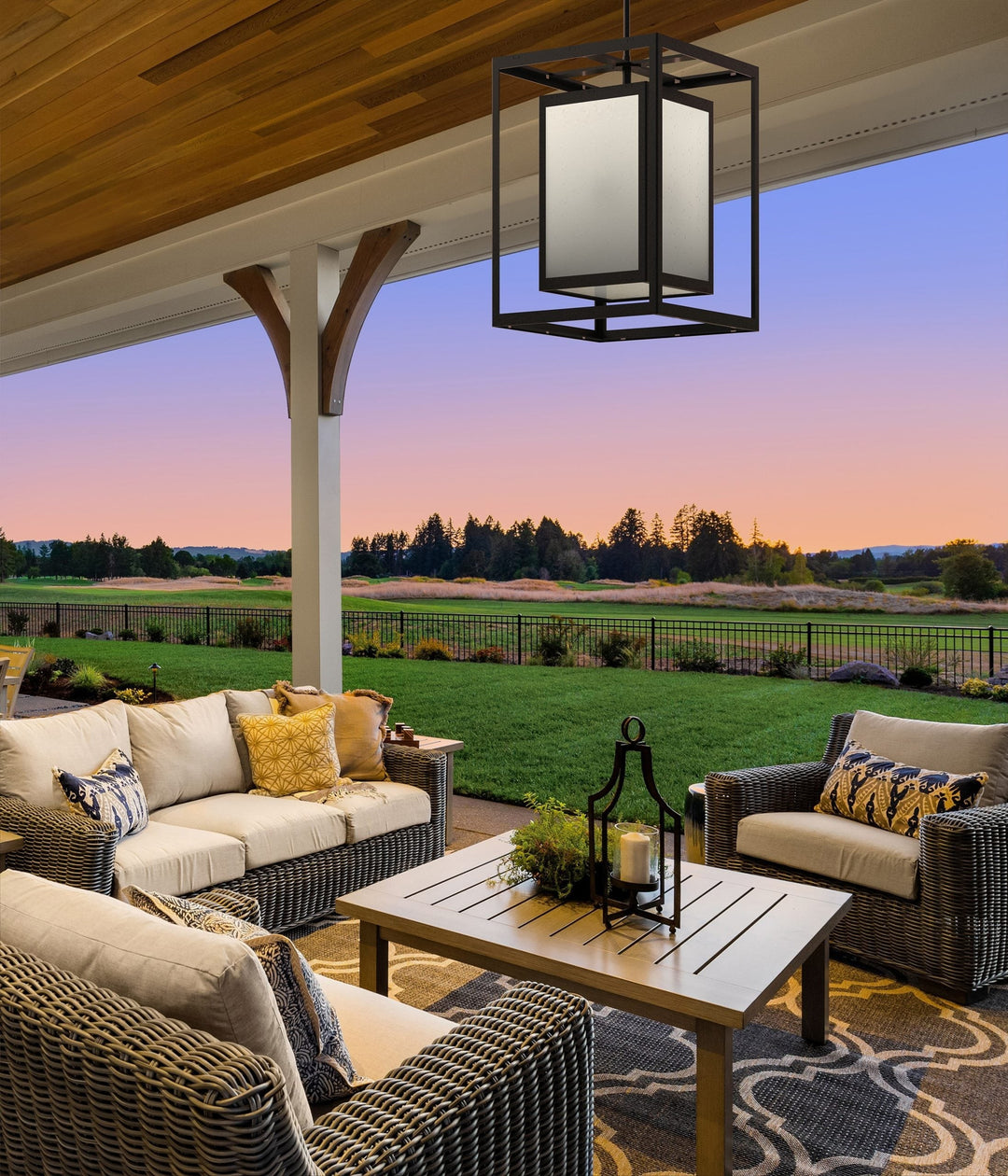 Double Box Outdoor Pendant by Hammerton Studio in a styled interior