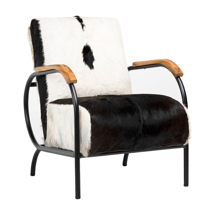 Ebena Goat Hide and Steel Lounge Chair, three-quarter studio view