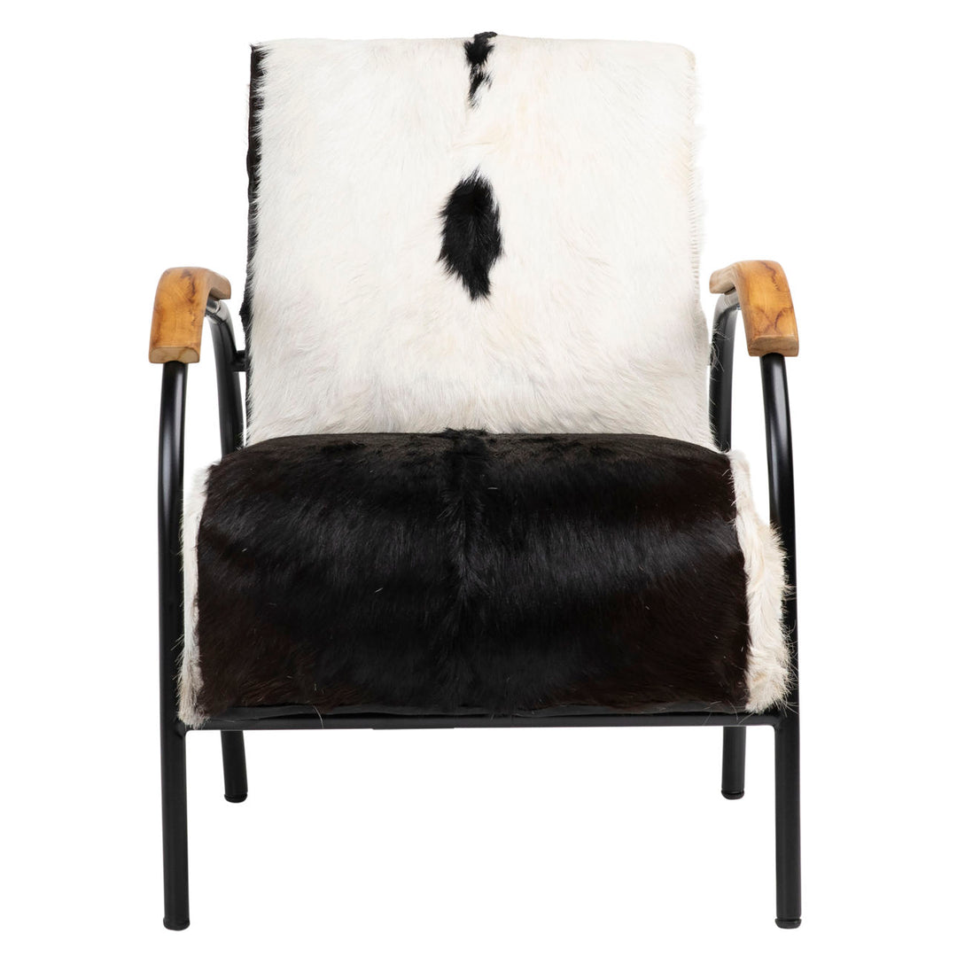 Ebena Goat Hide and Steel Lounge Chair, front view