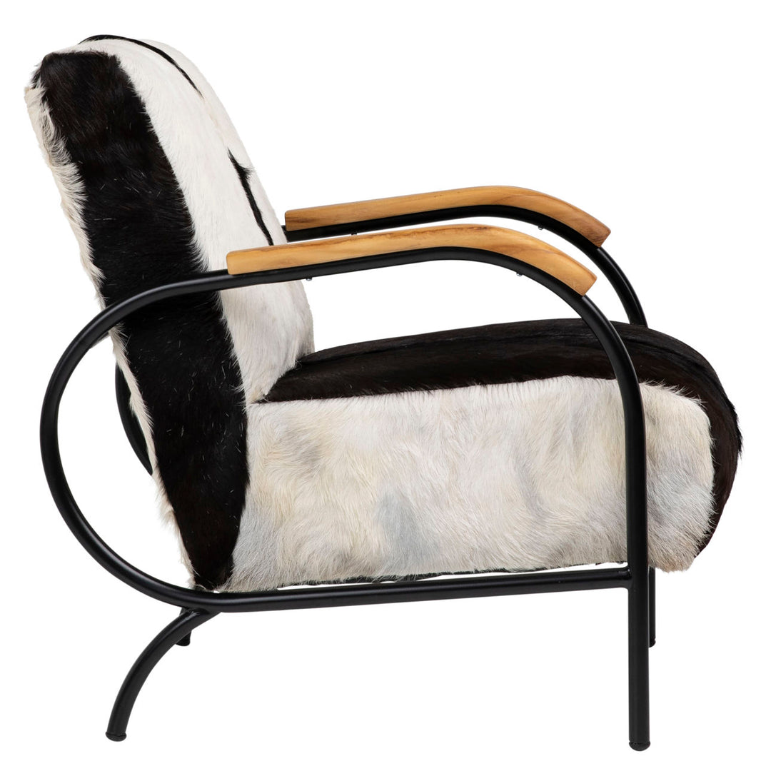 Ebena Goat Hide and Steel Lounge Chair, profile view
