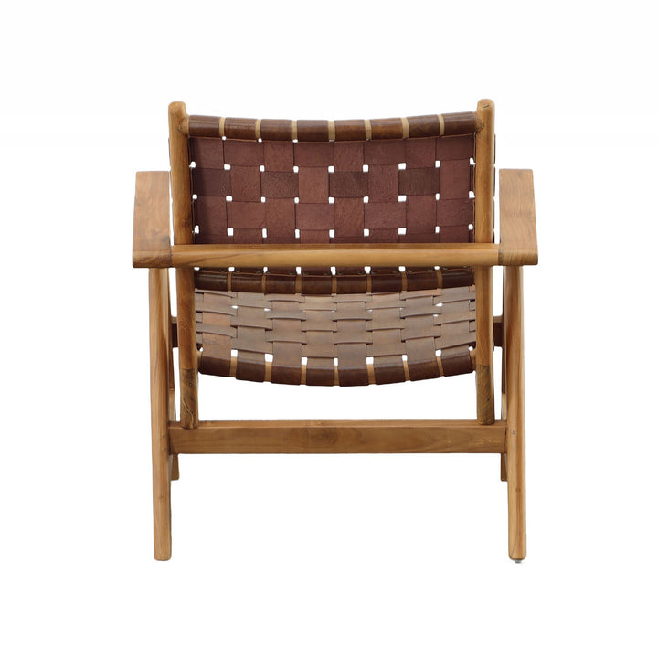 Soren Full Grain Leather Teak Lounge Chair, back view