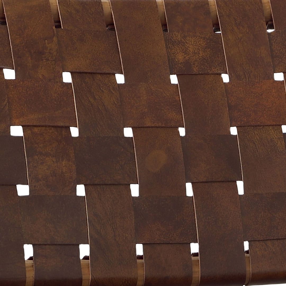 Soren Full Grain Leather Teak Lounge Chair, detail 1 view