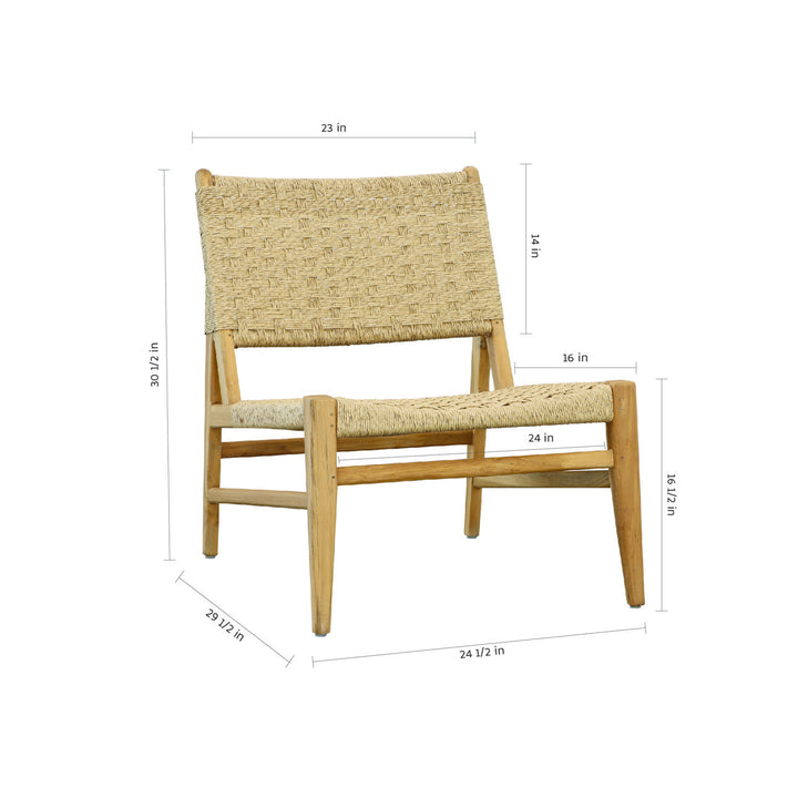 Mabren Teak and Woven Outdoor Lounge Chair, dimensions 1 view