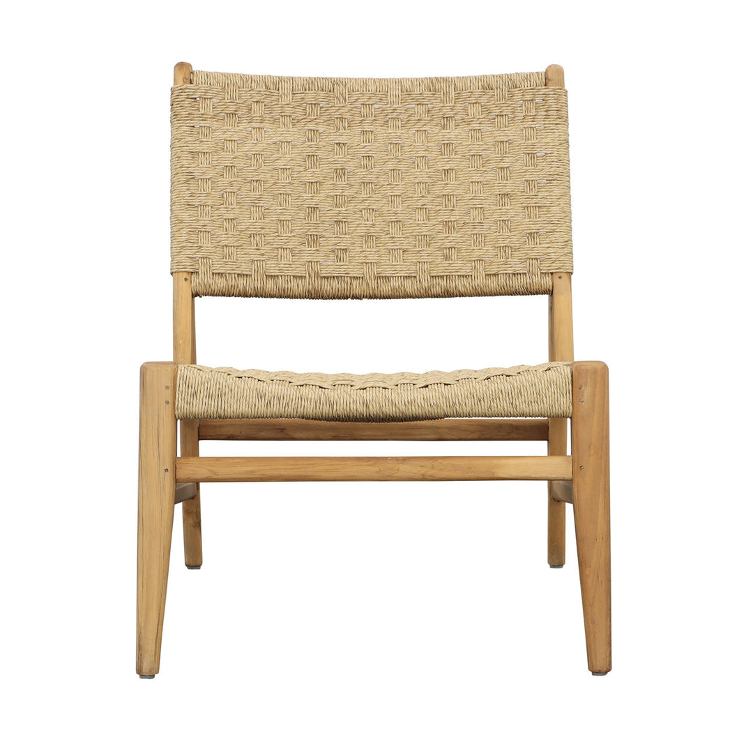 Mabren Teak and Woven Outdoor Lounge Chair, front view