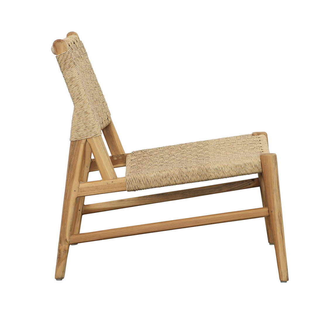 Mabren Teak and Woven Outdoor Lounge Chair, profile view