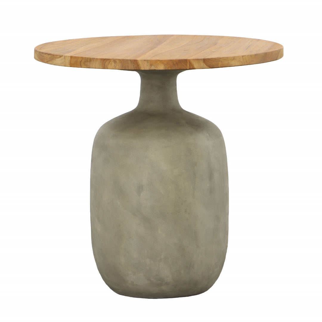 Tarin Teak Top Outdoor Side Table, three-quarter studio view