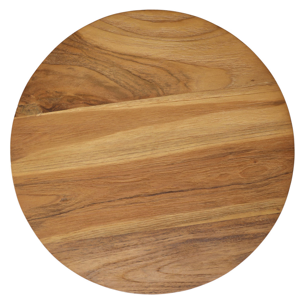 Tarin Teak Top Outdoor Side Table, overhead view