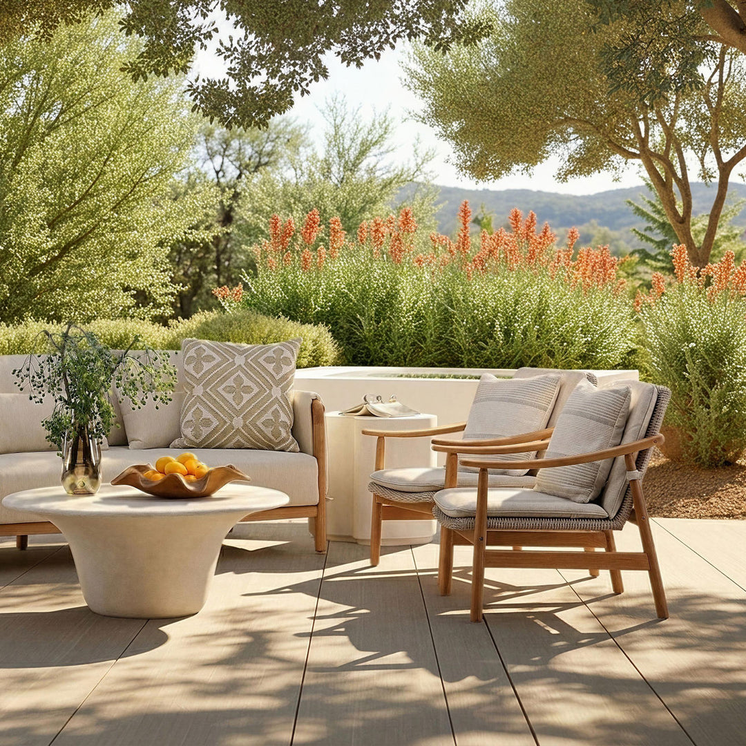 Wemden Sand Woven Outdoor Lounge Chair, lifestyle view