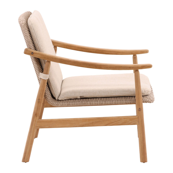 Wemden Sand Woven Outdoor Lounge Chair, profile view