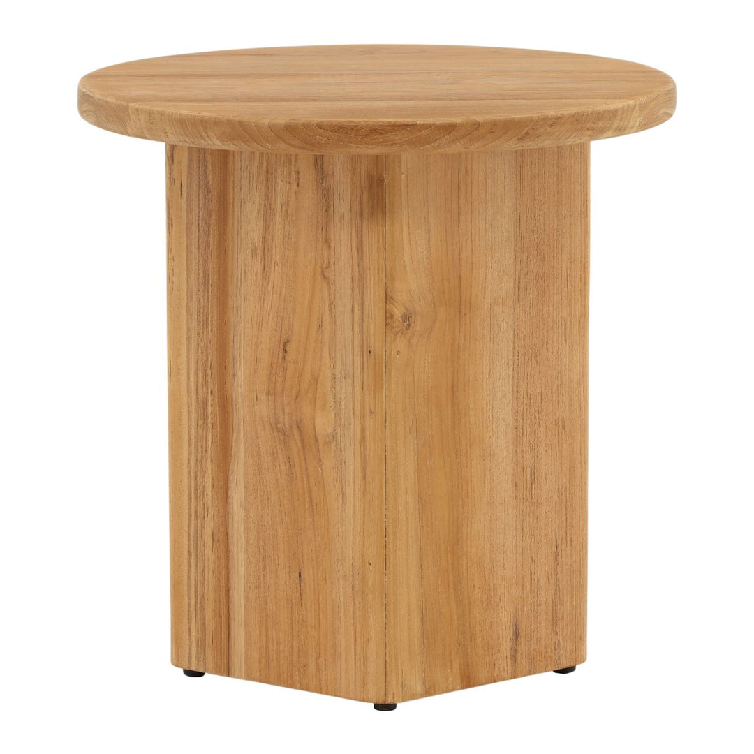Palma Teak and Wicker Outdoor Side Table, back view