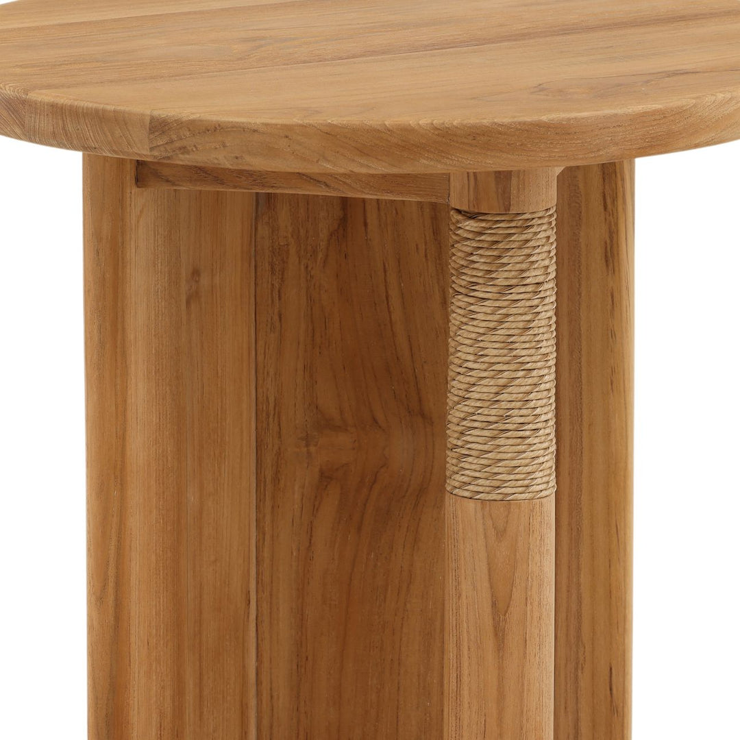 Palma Teak and Wicker Outdoor Side Table, detail 2 view