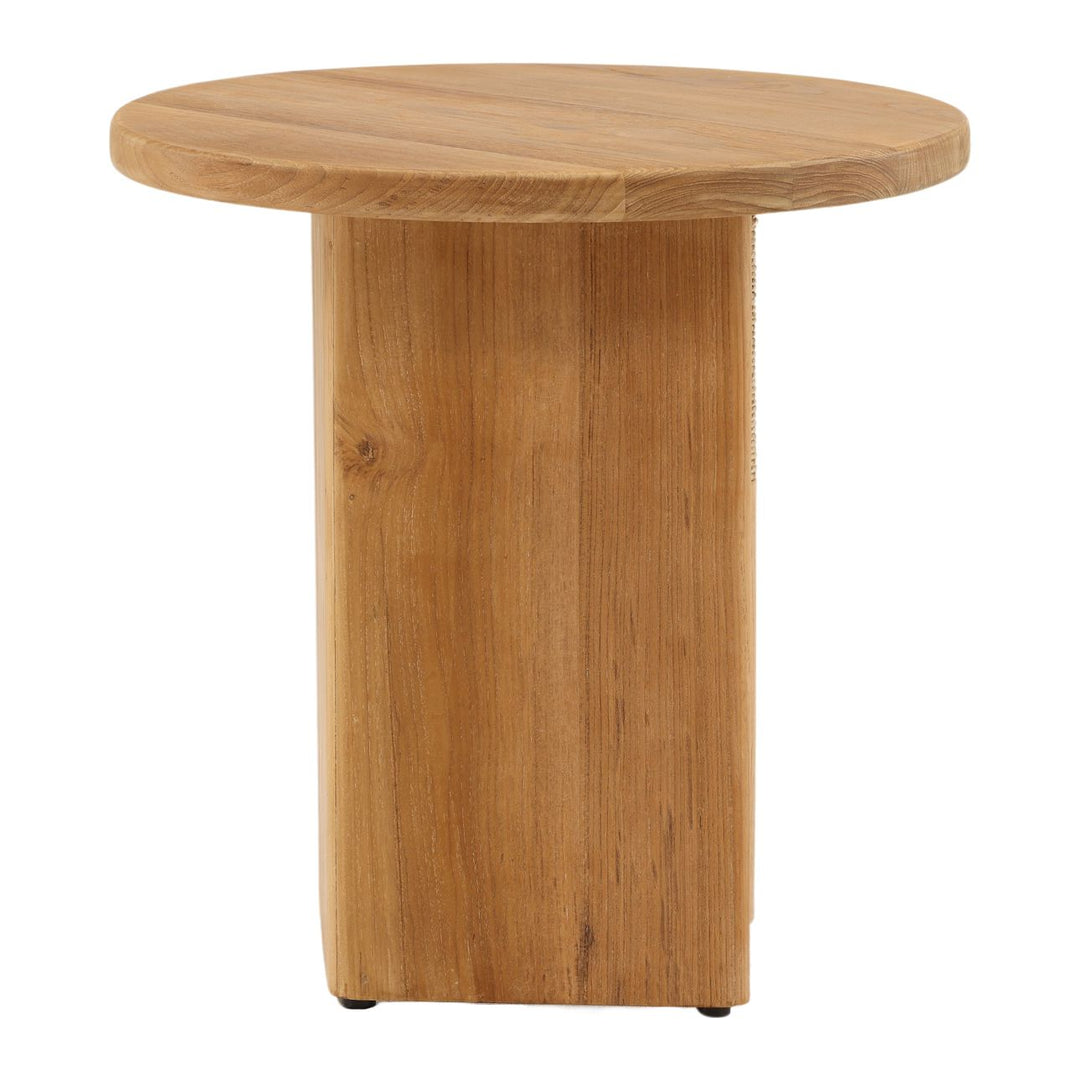 Palma Teak and Wicker Outdoor Side Table, profile view