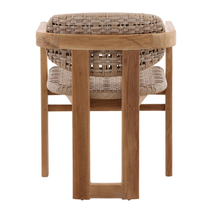 Jolie Wicker and Teak Outdoor Dining Chair, back view