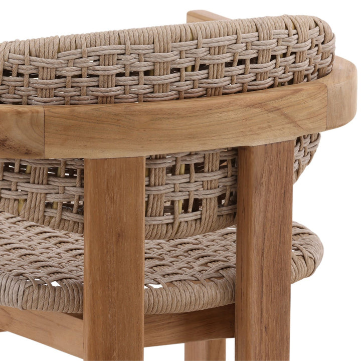 Jolie Wicker and Teak Outdoor Dining Chair, detail 1 view