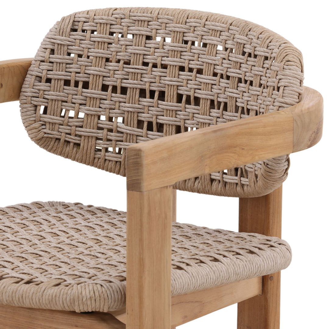Jolie Wicker and Teak Outdoor Dining Chair, detail 2 view