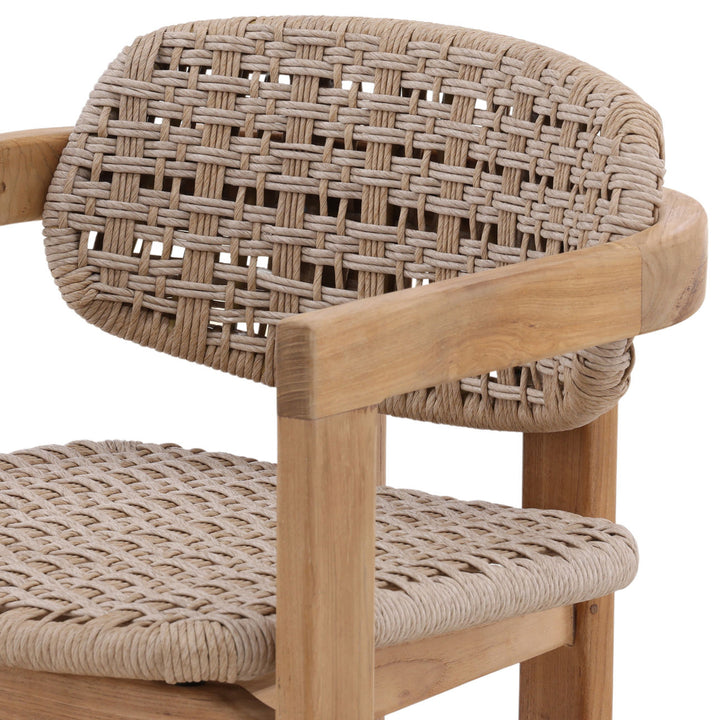 Jolie Wicker and Teak Outdoor Dining Chair, detail 2 view
