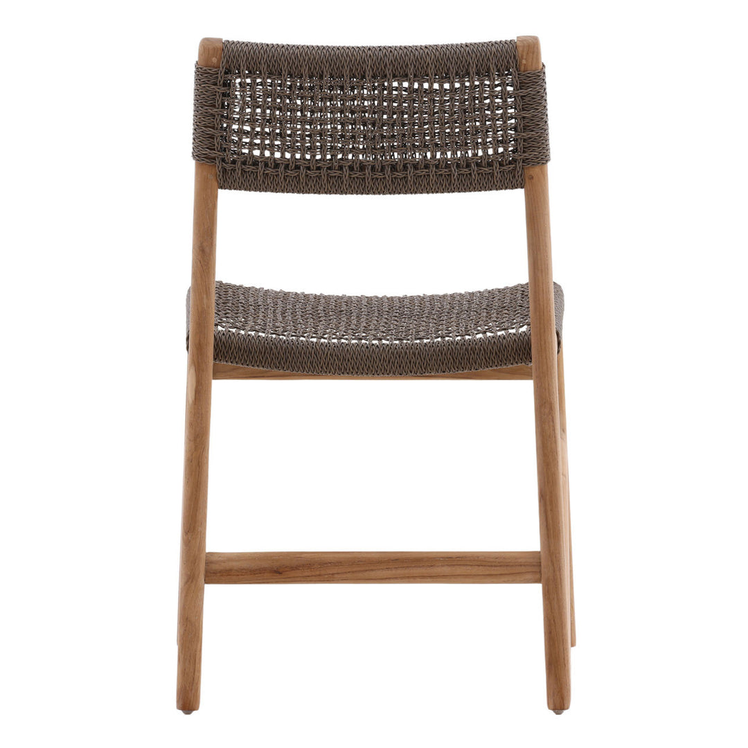 Isidro Wicker and Teak Outdoor Dining Chair, back view