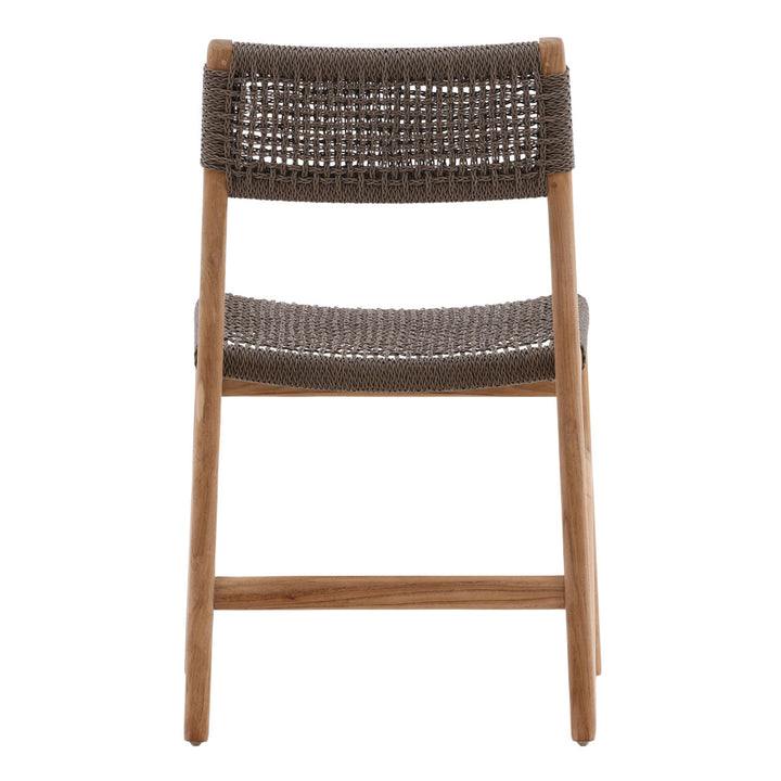 Isidro Wicker and Teak Outdoor Dining Chair, back view