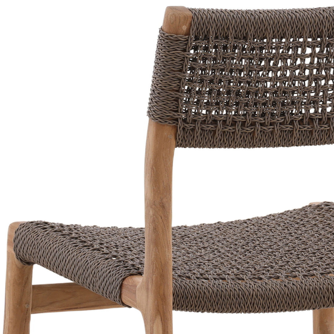 Isidro Wicker and Teak Outdoor Dining Chair, detail 1 view