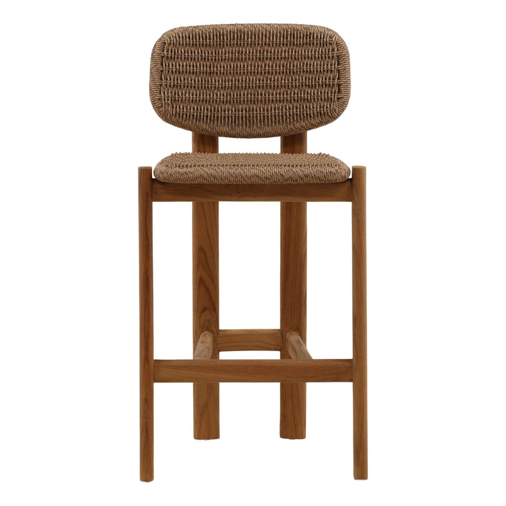 Alven Woven Teak Outdoor Counter Stool, front view
