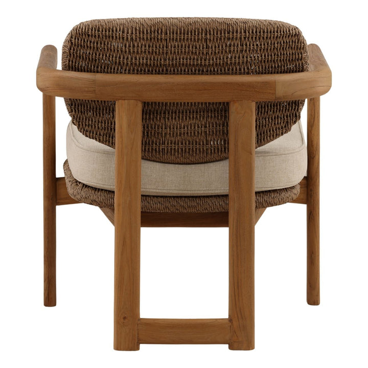 Alvena Sand Woven Outdoor Lounge Chair, back view