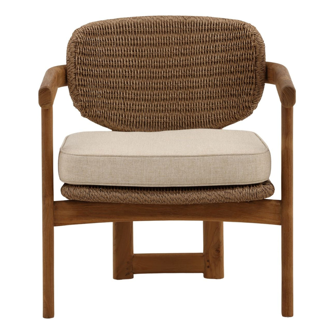 Alvena Sand Woven Outdoor Lounge Chair, front view
