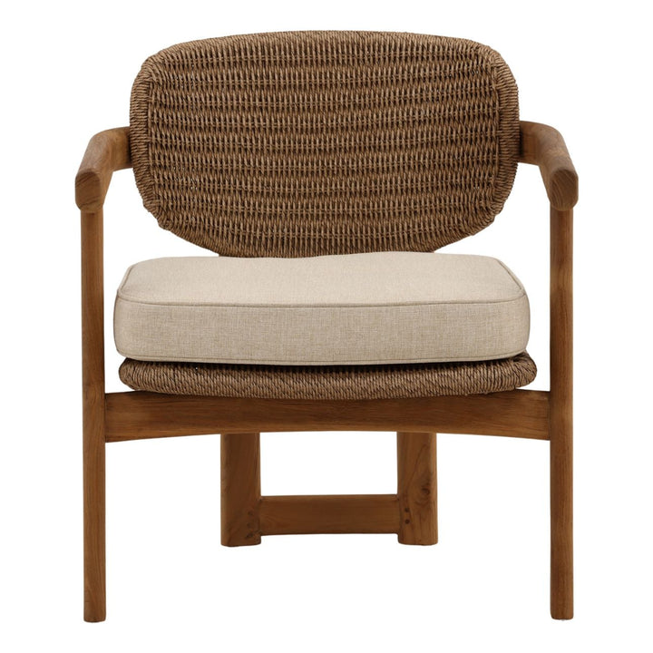 Alvena Sand Woven Outdoor Lounge Chair, front view