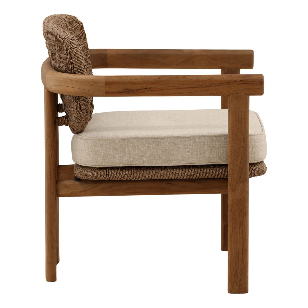 Alvena Sand Woven Outdoor Lounge Chair, profile view