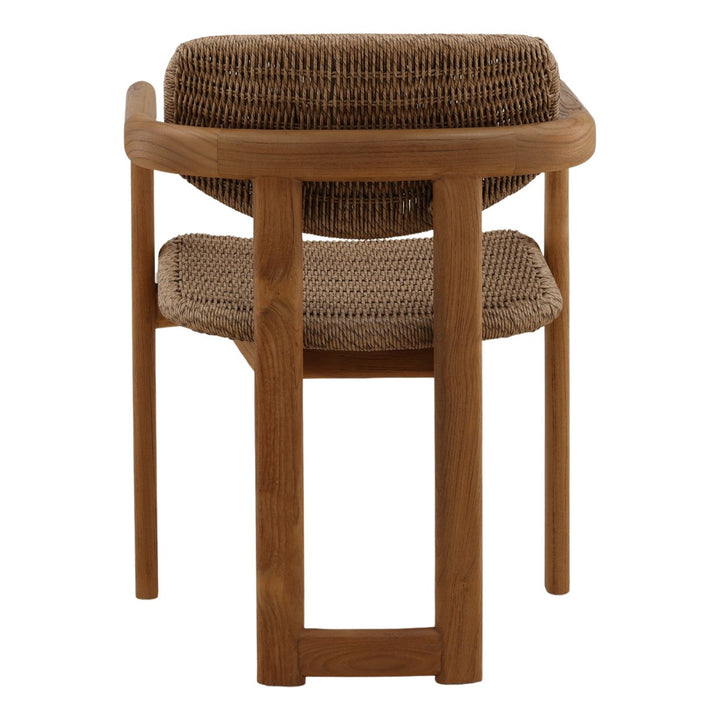 Alvia Wicker and Teak Outdoor Dining Chair, back view