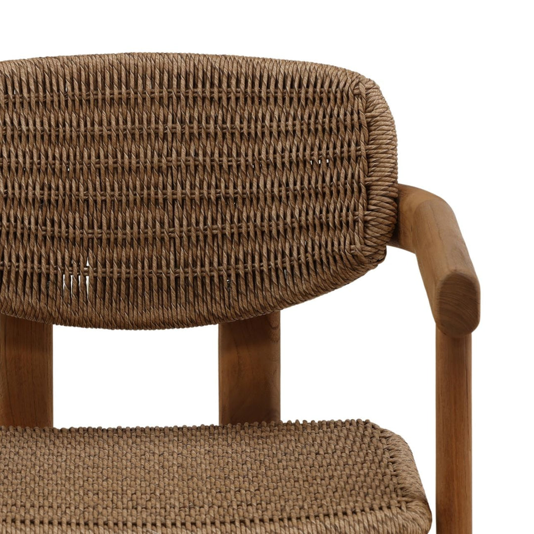 Alvia Wicker and Teak Outdoor Dining Chair, detail 3 view