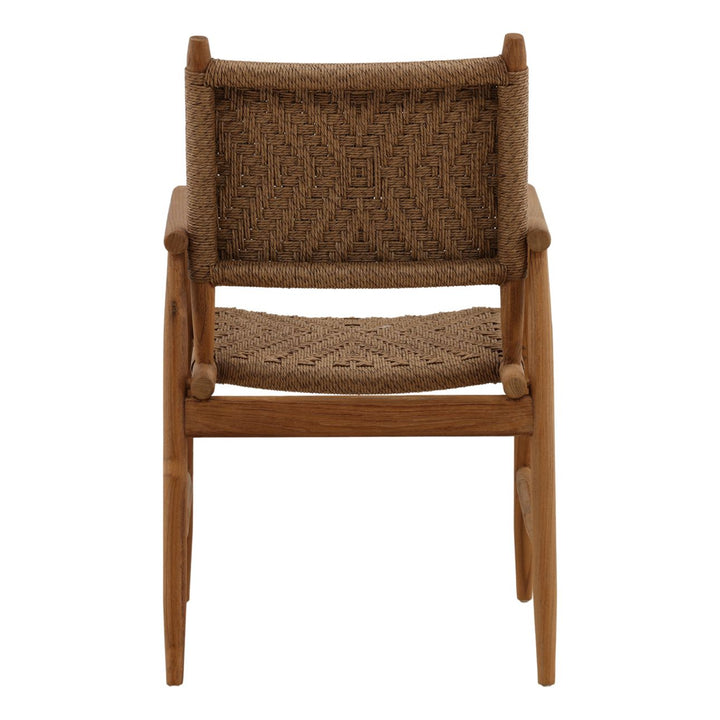Aria Wicker and Teak Outdoor Dining Chairs, Set of 2, back view