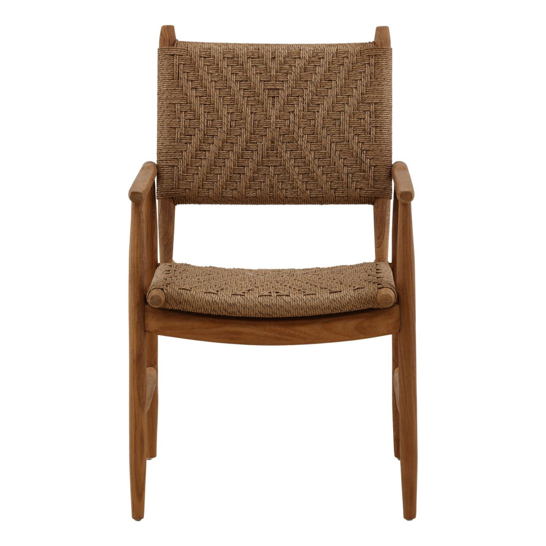 Aria Wicker and Teak Outdoor Dining Chairs, Set of 2, front view