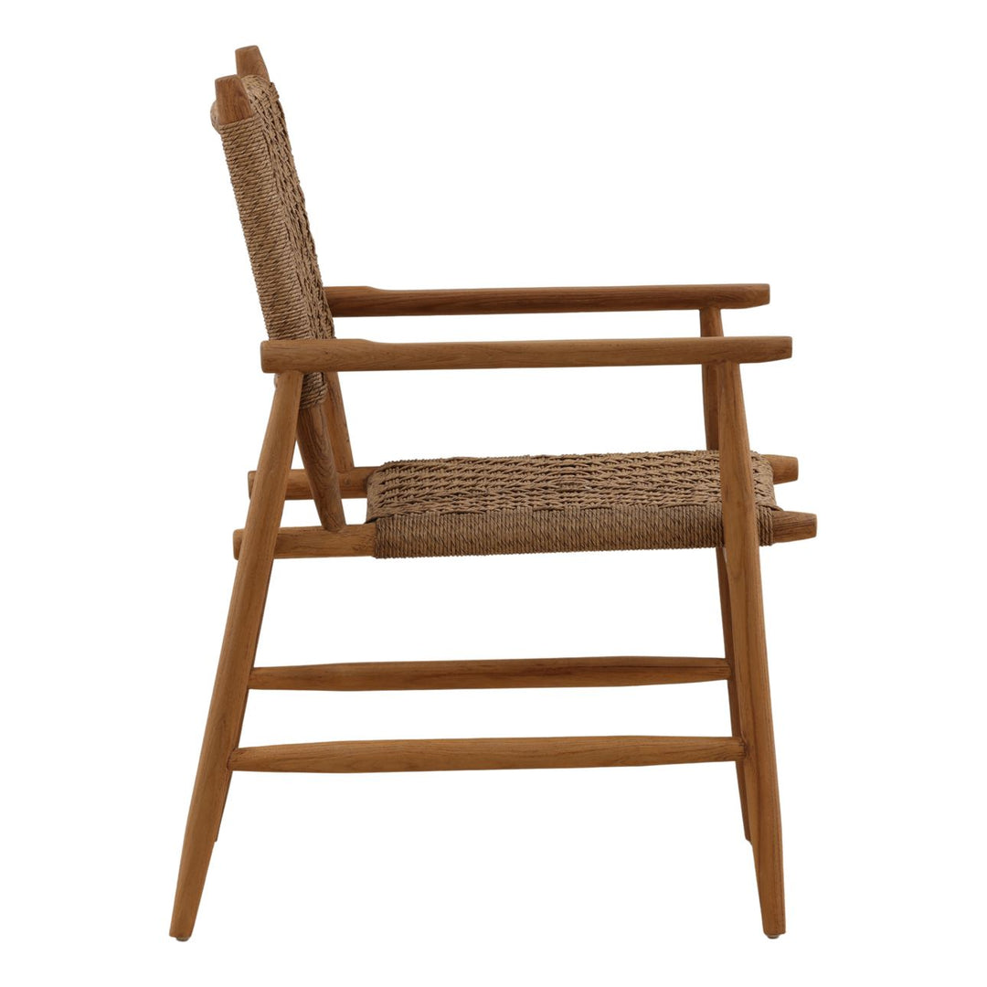 Aria Wicker and Teak Outdoor Dining Chairs, Set of 2, profile view