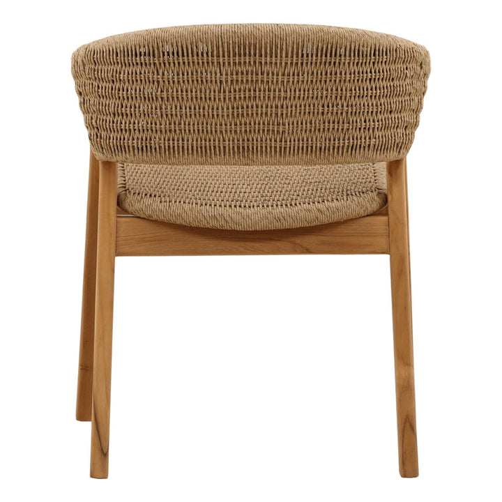 Arwen Wicker and Teak Outdoor Dining Chair, back view