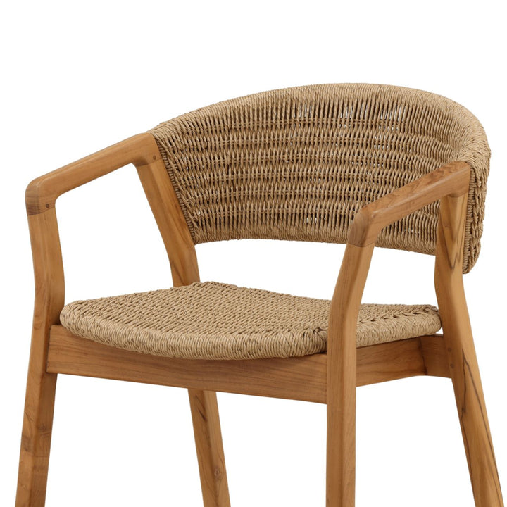 Arwen Wicker and Teak Outdoor Dining Chair, detail 2 view