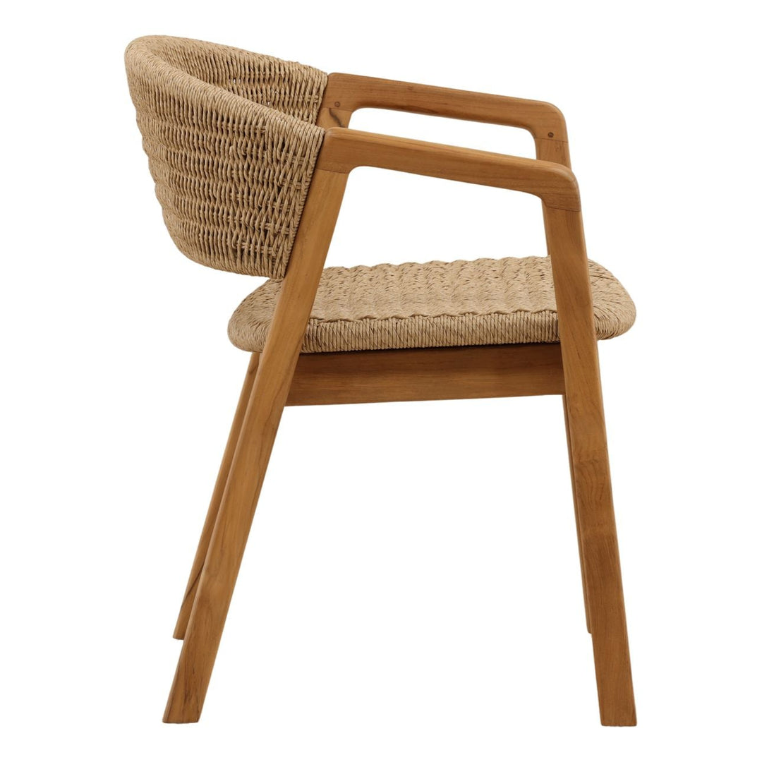 Arwen Wicker and Teak Outdoor Dining Chair, profile view