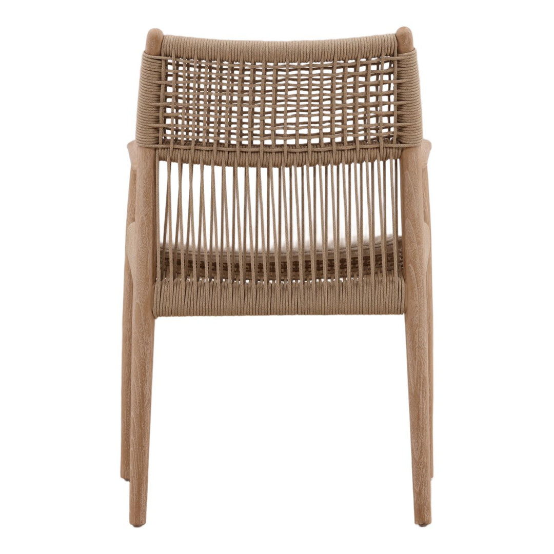 Alden Rope and Teak Outdoor Dining Chairs, Set of 2, back view